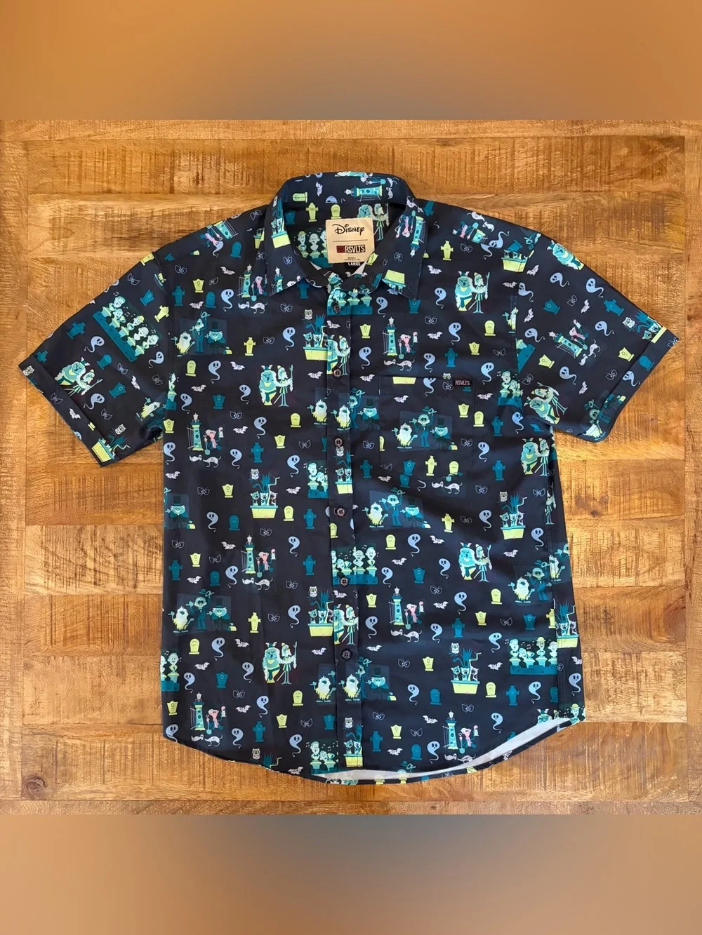 RSVLTS Disney Haunted Mansion ‘Grim Grinning Graveyard’ Button Up Shirt - Picture 2 of 5